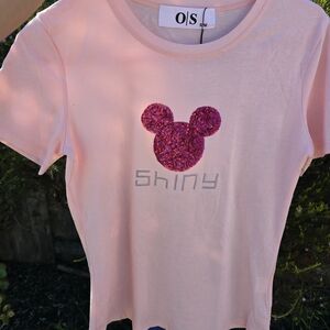 Kids Pink Glitter Mouse Shirt